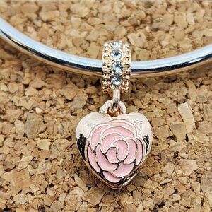 5/$21 ❤️ PINK ROSE FIRST MY MOTHER ROSE GOLD CHARM FOR PANDORA